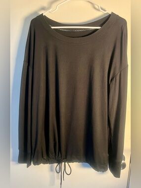 Nine West Active Blck Drawstring Hem Long Sleeve Top - Active Nine West